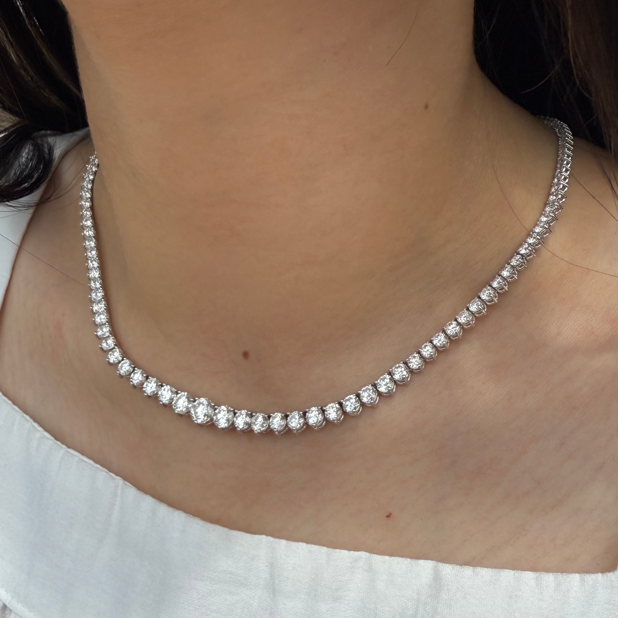 Lab Diamond Graduated Tennis Necklace