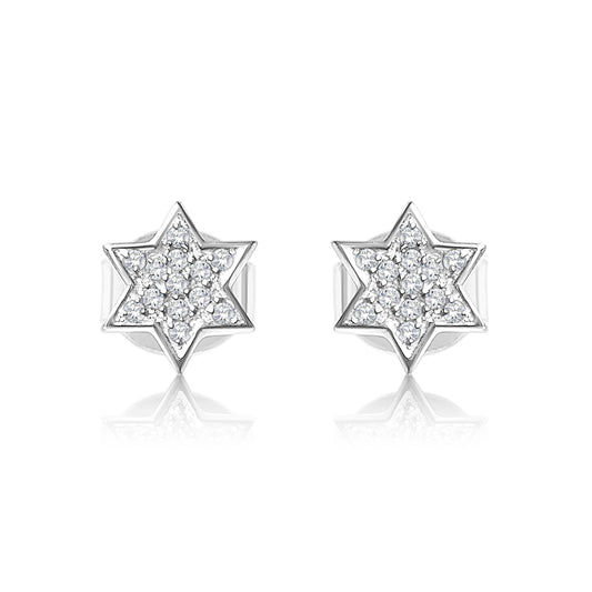 Diamond Star of David Earrings in 14k Gold