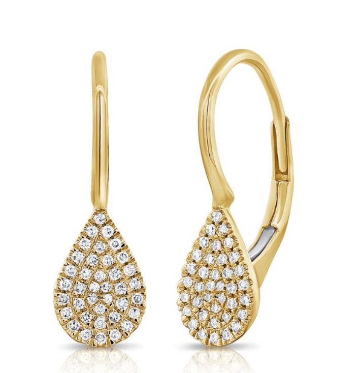 YELLOW GOLD TEARDROP LEVERBACK EARRING