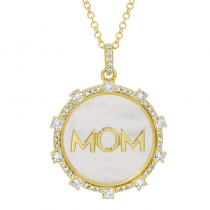 14k Yellow Gold Sapphire Crystal Mom Necklace