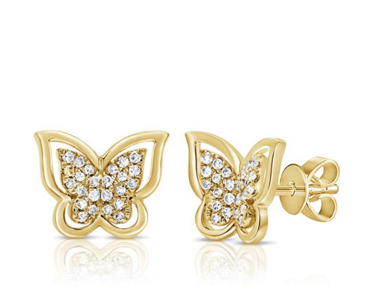 DIAMOND BUTTERFLY STUD EARRINGS