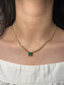 3ct Emerald Pendant on 14k Yellow Gold Cuban Necklace