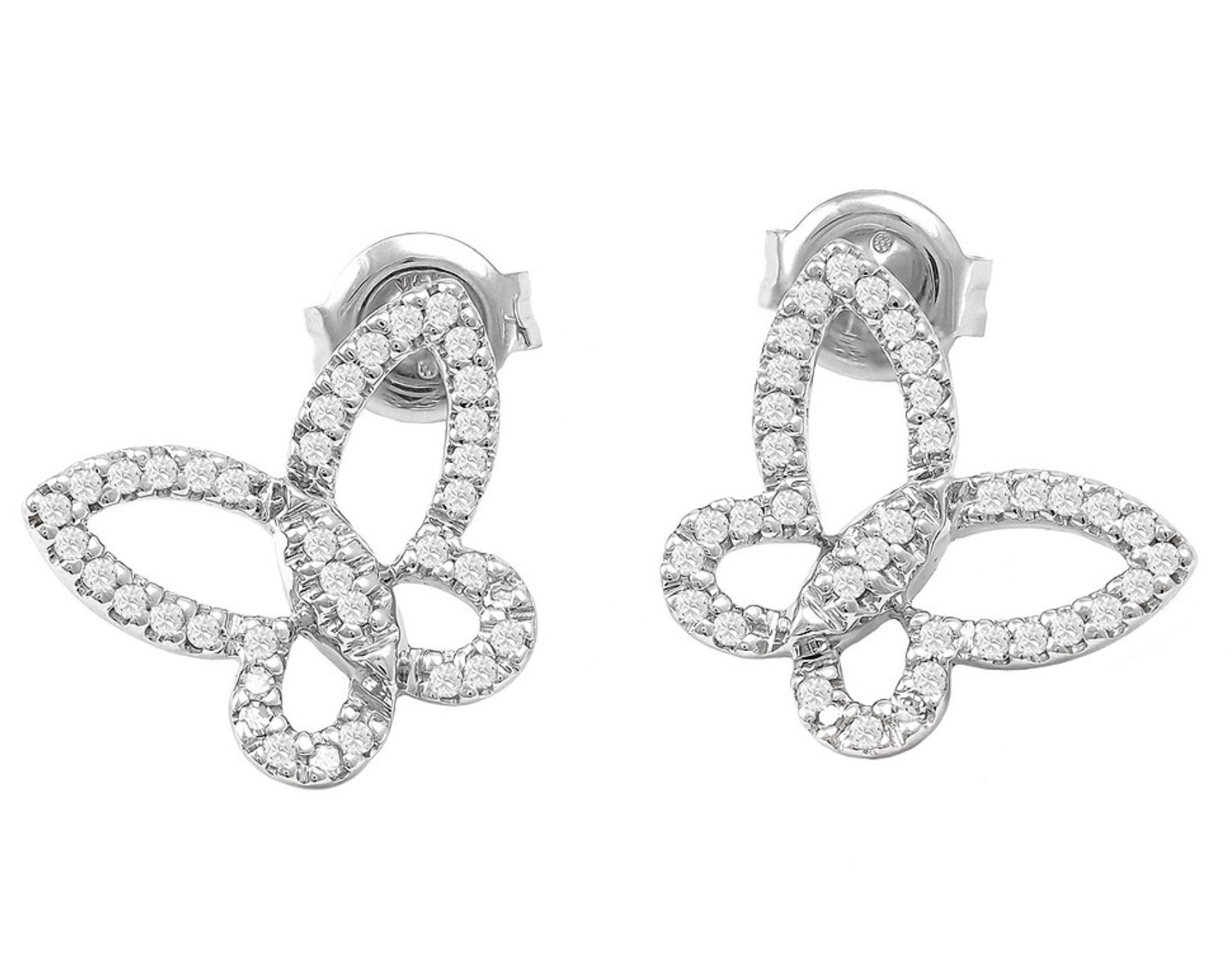 White Gold Butterfly Single Micro Pave Diamond Earrings