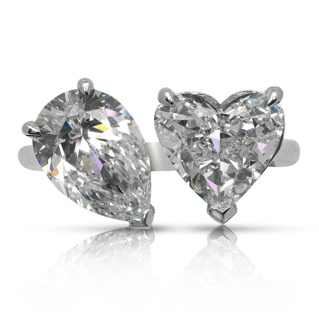 14k White Gold 2 Lab Diamond Stone Ring