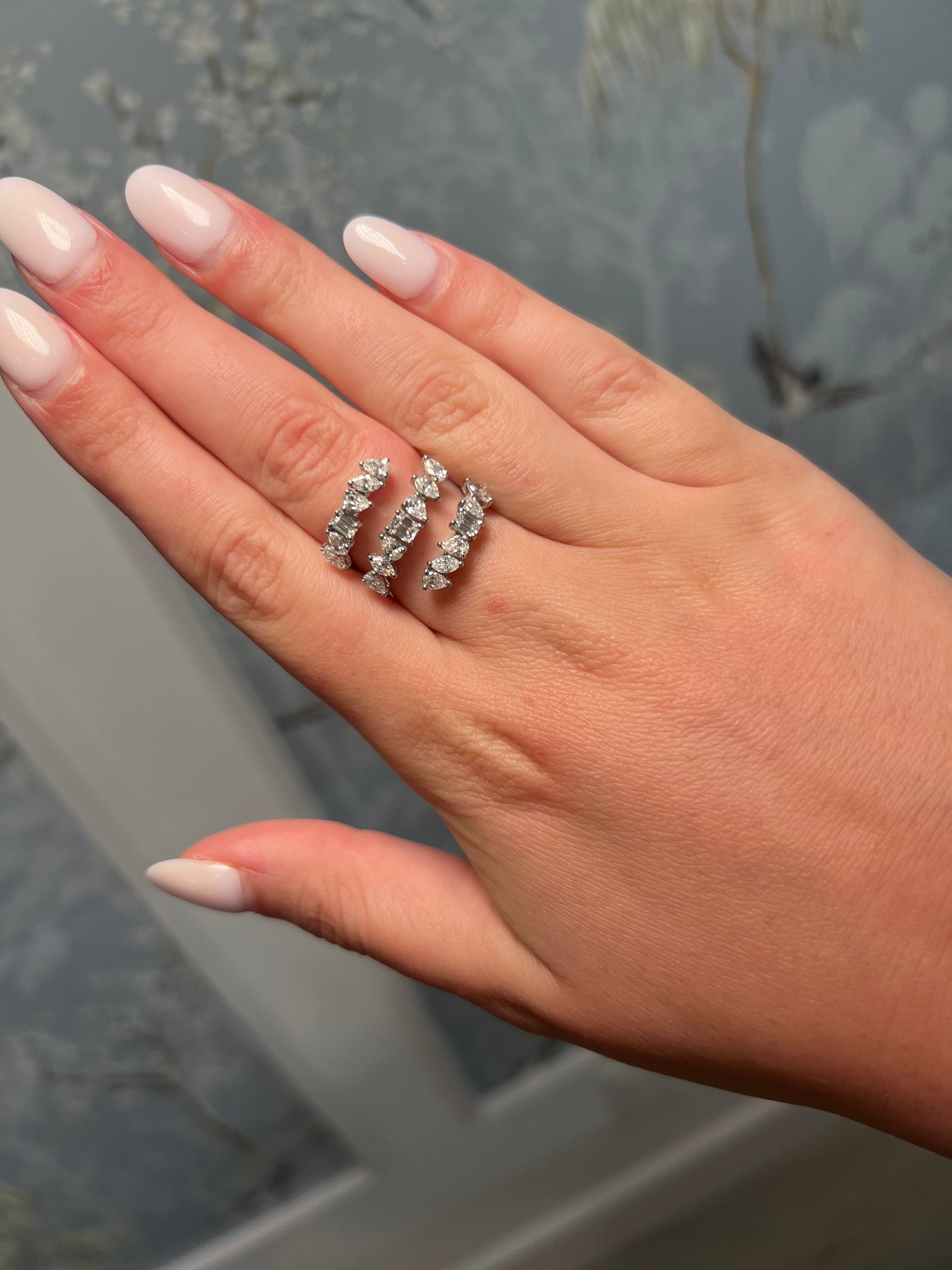 14k White Gold Lab Multi Shape Diamond Wrap Ring