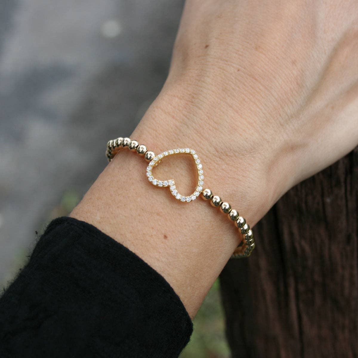 Open CZ Heart Bracelet