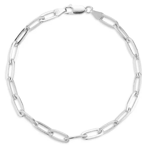 14k White Gold Paperclip Bracelet