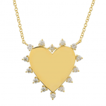 14k yellow gold heart with diamond spikes