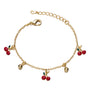 Adjustable Bracelet with Red Enamel Cherry Charms for Kids