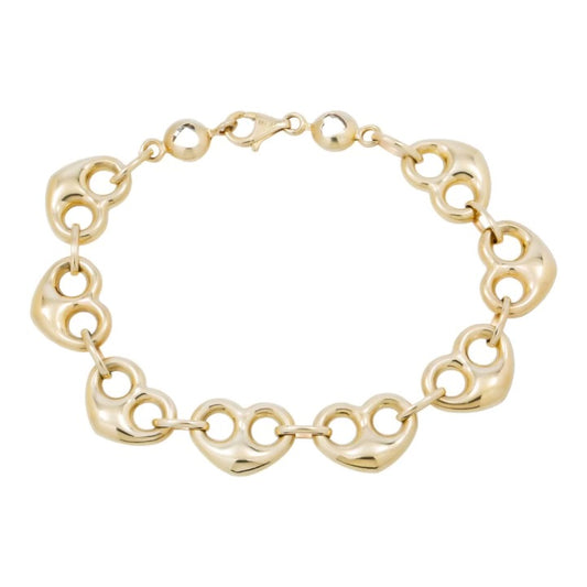 14k Gold Heart Puffy Bracelet