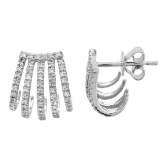 14k White Gold Diamond Caged Lobe Stud Earrings