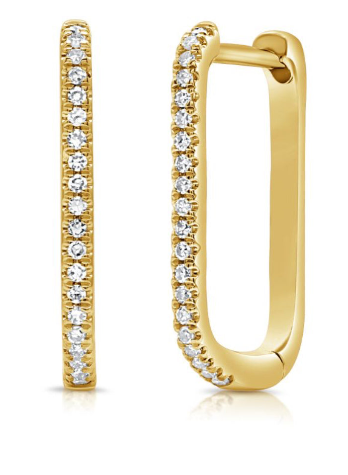 DIAMOND ROUND RECTANGLE HOOP EARRINGS