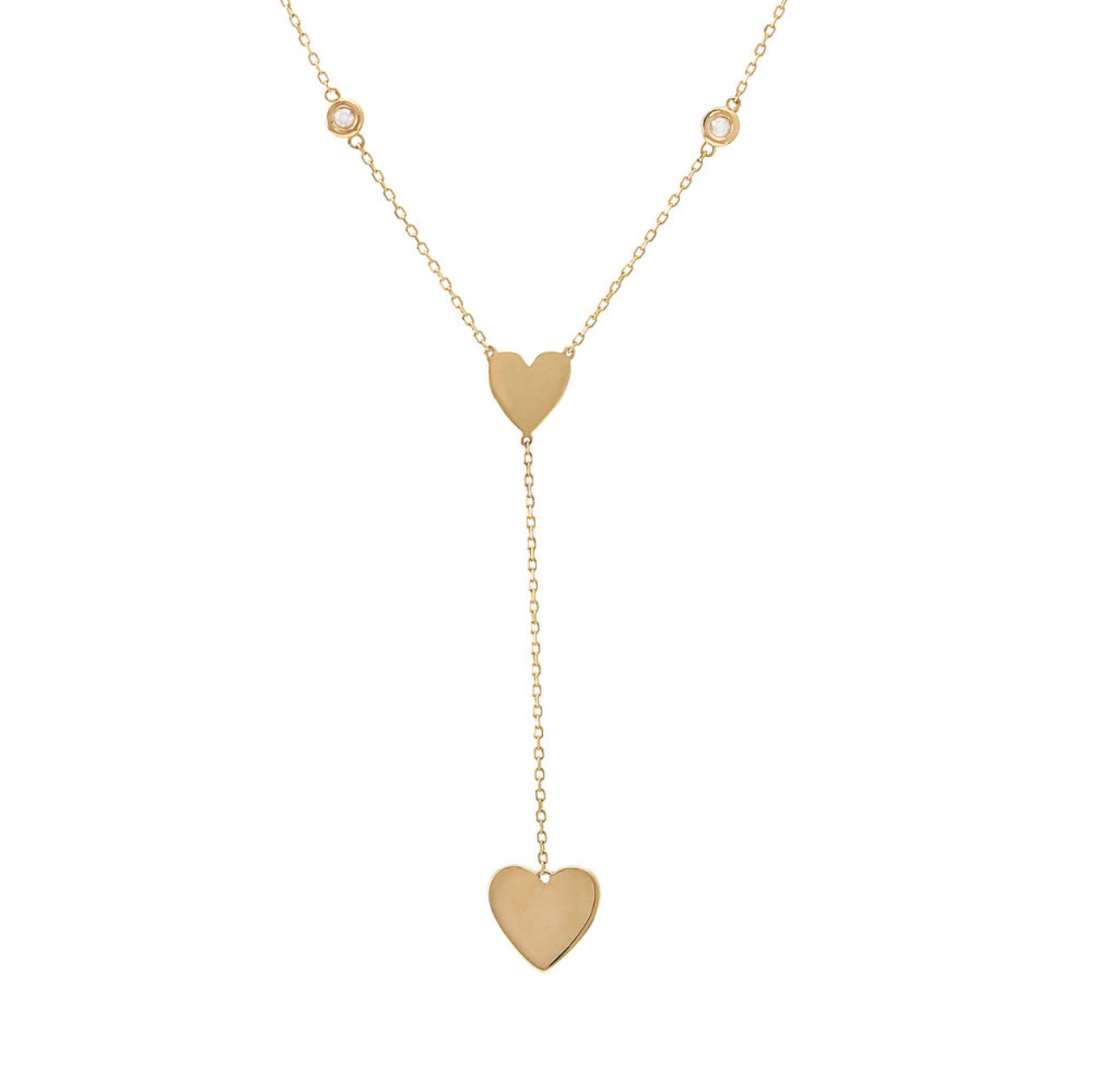 14k Yellow Gold Drop Heart Necklace