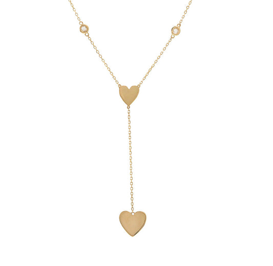 14k Yellow Gold Drop Heart Necklace