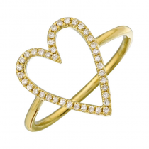 14k Yellow Gold Diamond Open Heart Ring