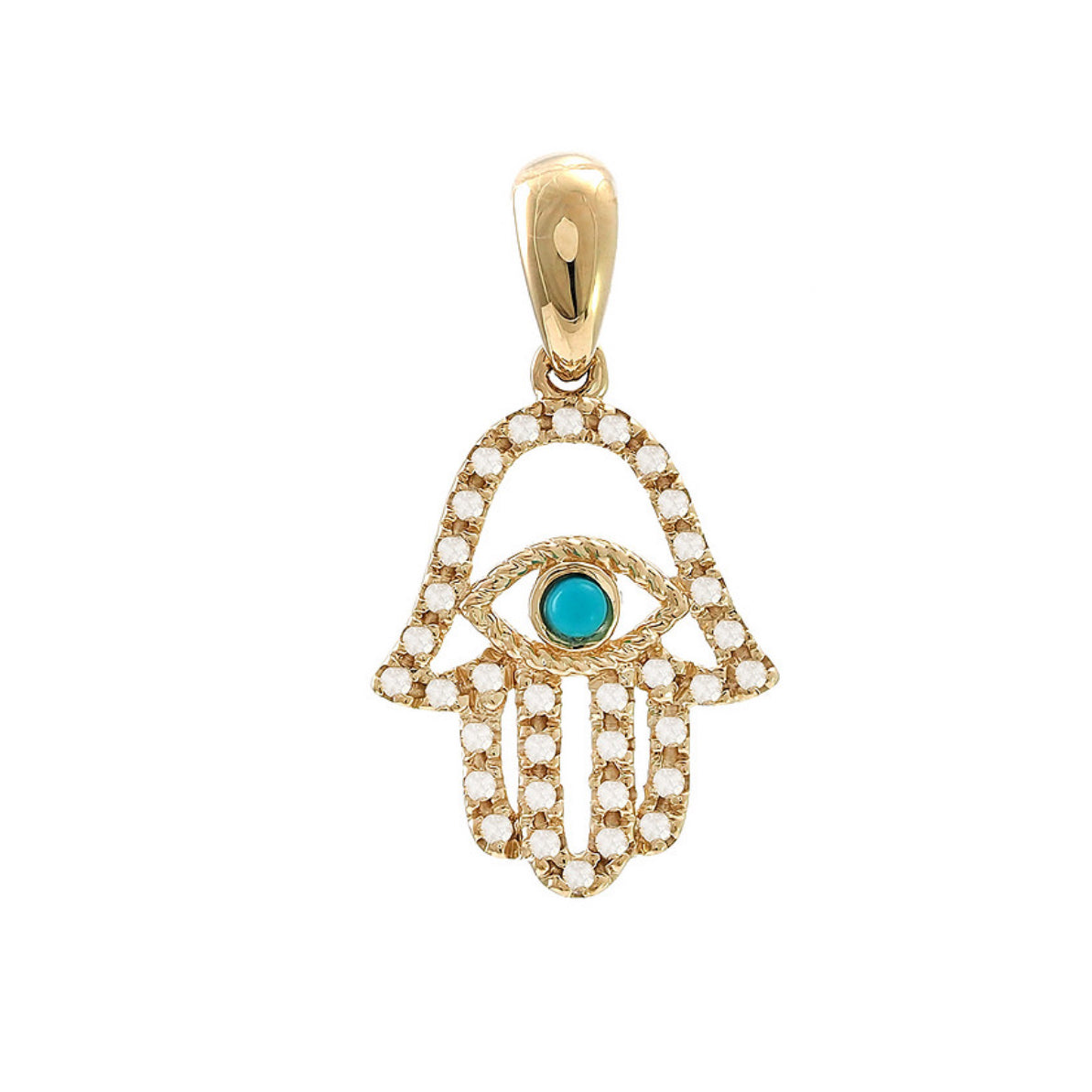 Yellow Gold Hand Bezel Turquoise Pendant