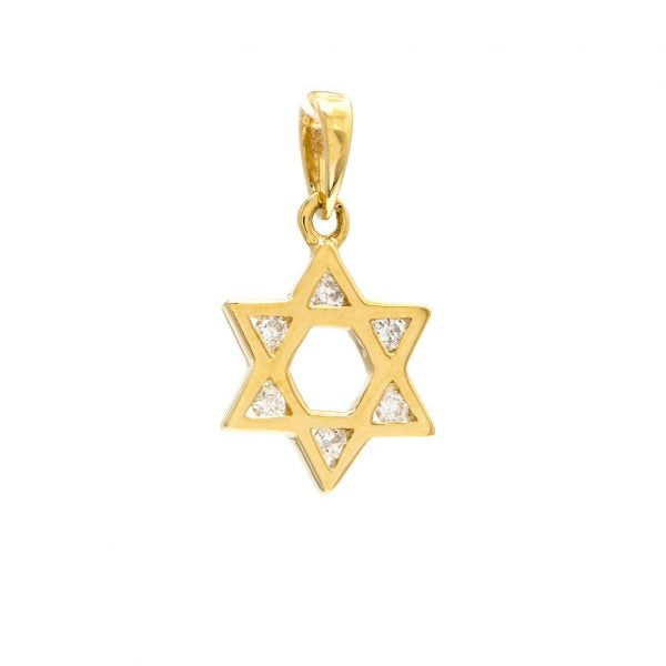 Yellow Gold Star Round Pave Diamond Pendant