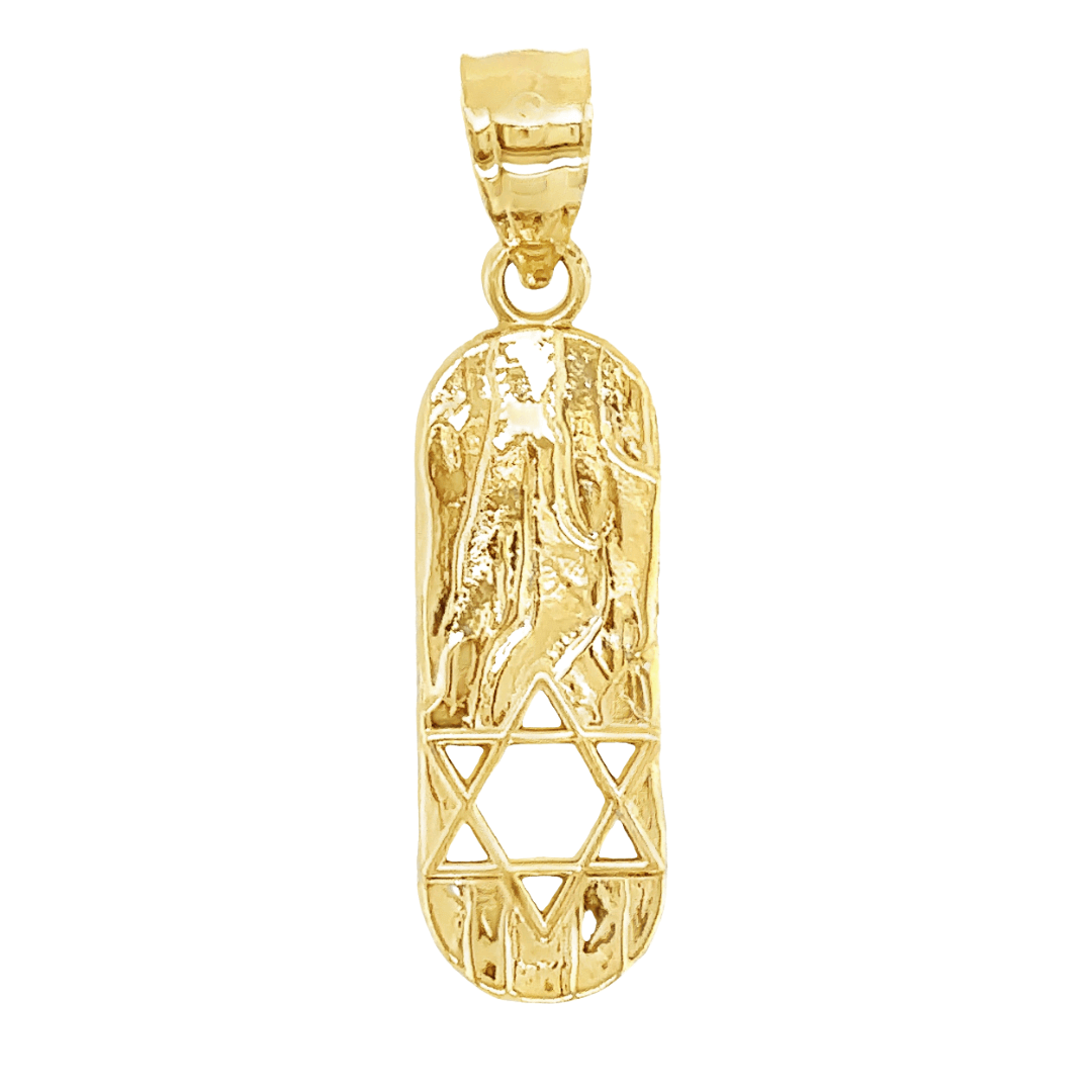 14K Gold Star Of David Mezuzah Necklace Pendant