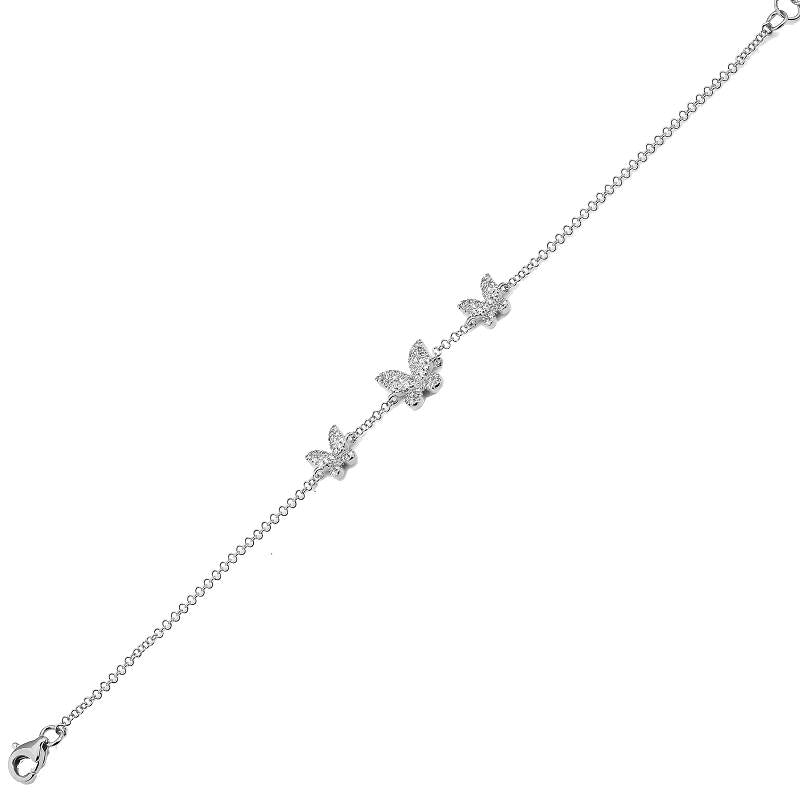 14k White Gold Butterfly Diamond Bracelet