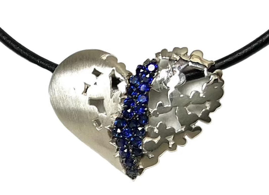 Sterling Silver Heart with Sapphire Israel