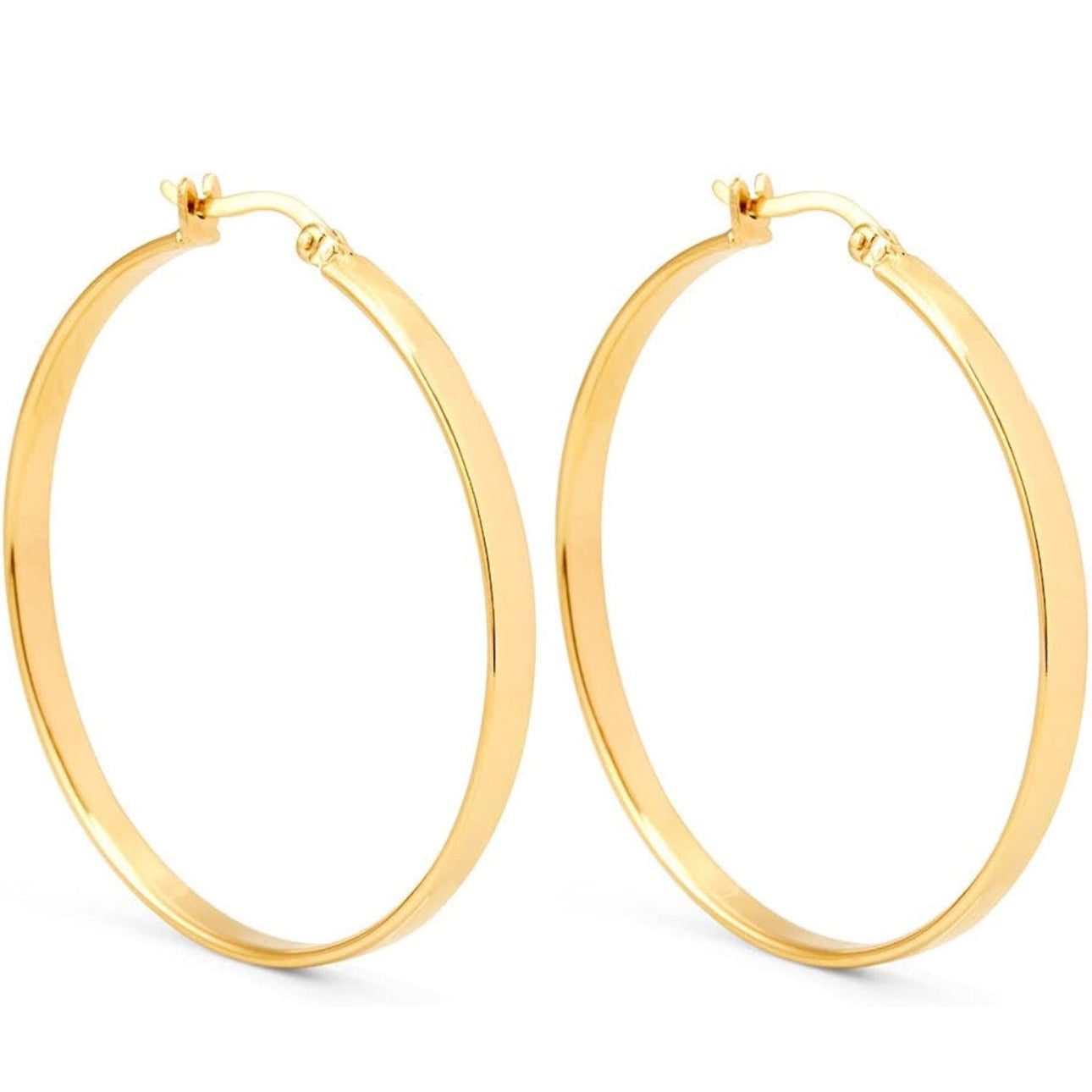 14k Yellow Gold Flat 3/4 Inch Hoop