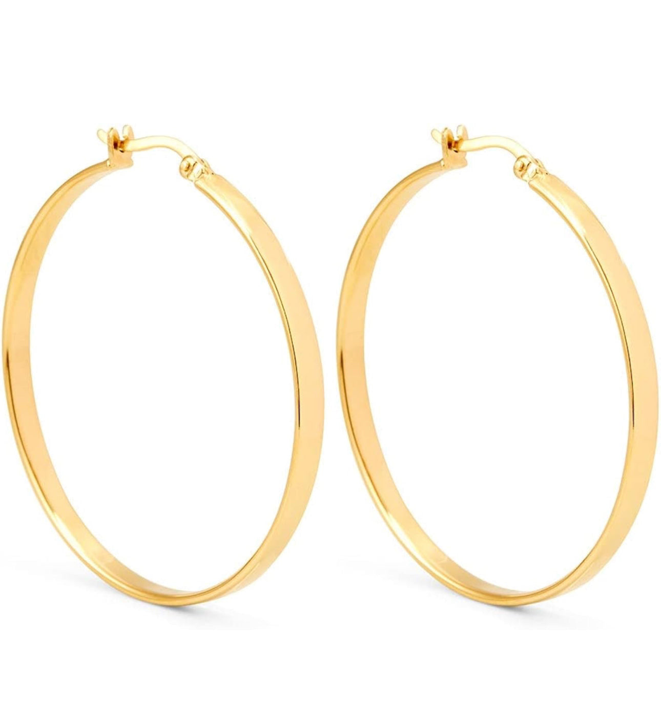 14k Yellow Gold Flat 3/4 Inch Hoop