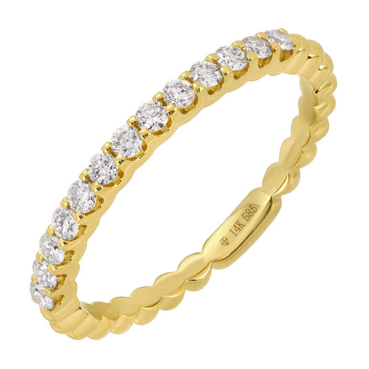 14k Yellow Gold Diamond Ring Thin Band