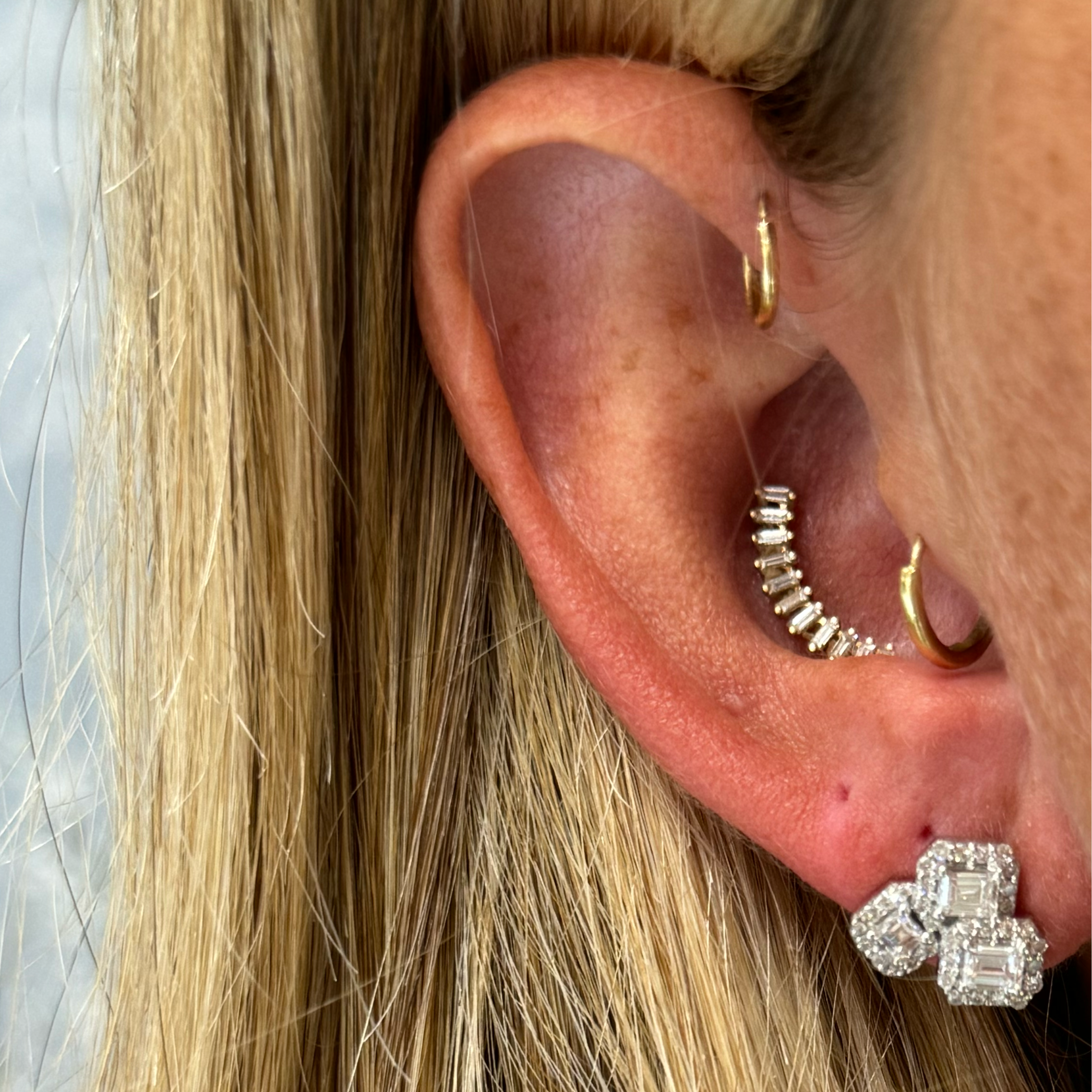 Diamond Square Cluster Studs