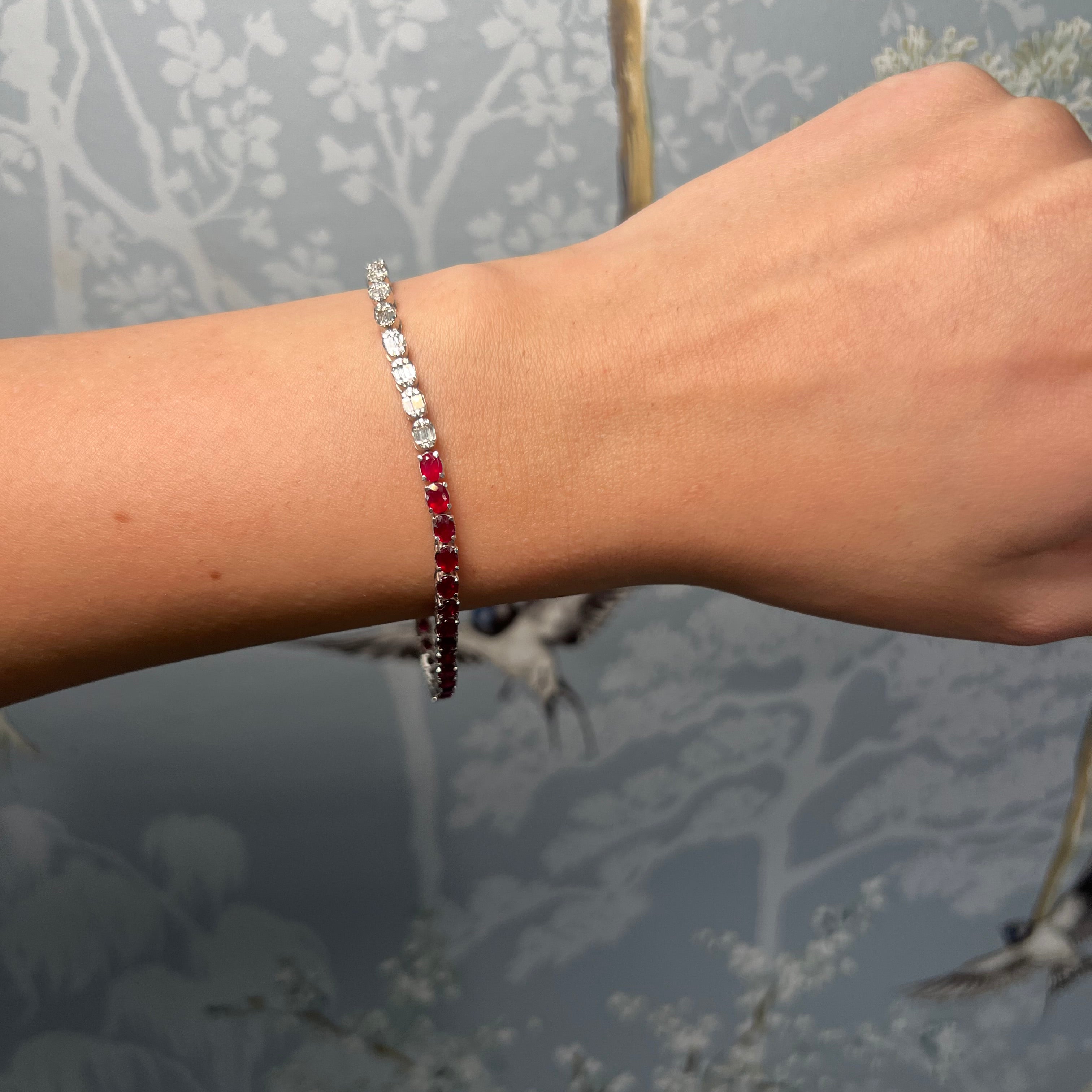 Half Ruby Half Baguette Tennis Bracelet
