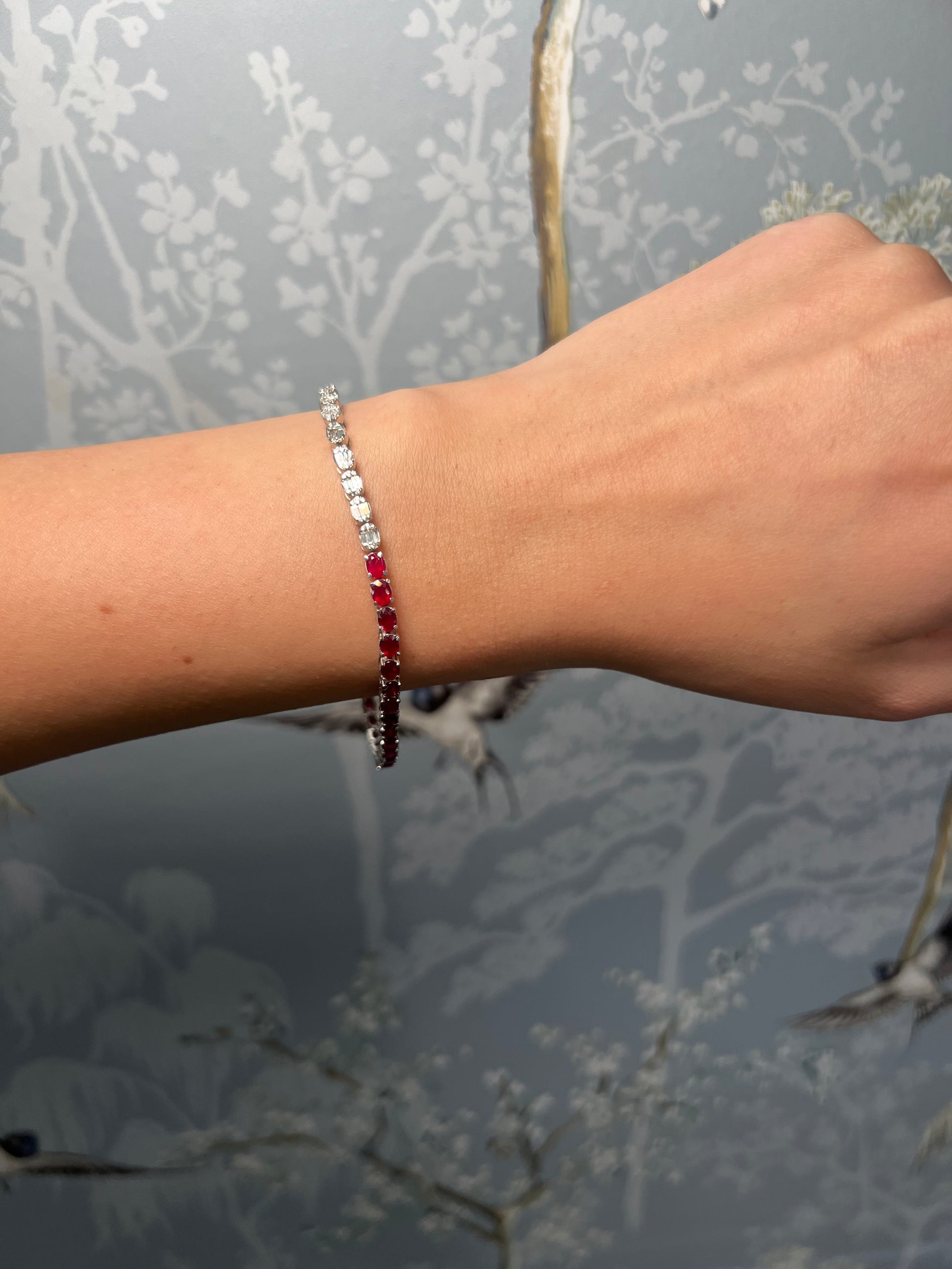 Half Ruby Half Baguette Tennis Bracelet