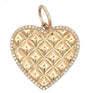 Italian Checkered Diamond Heart Trim Pendant 14 Karat Yellow Gold