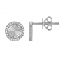 14k White Gold Lines / Fluted Disc Diamond Stud Earrings