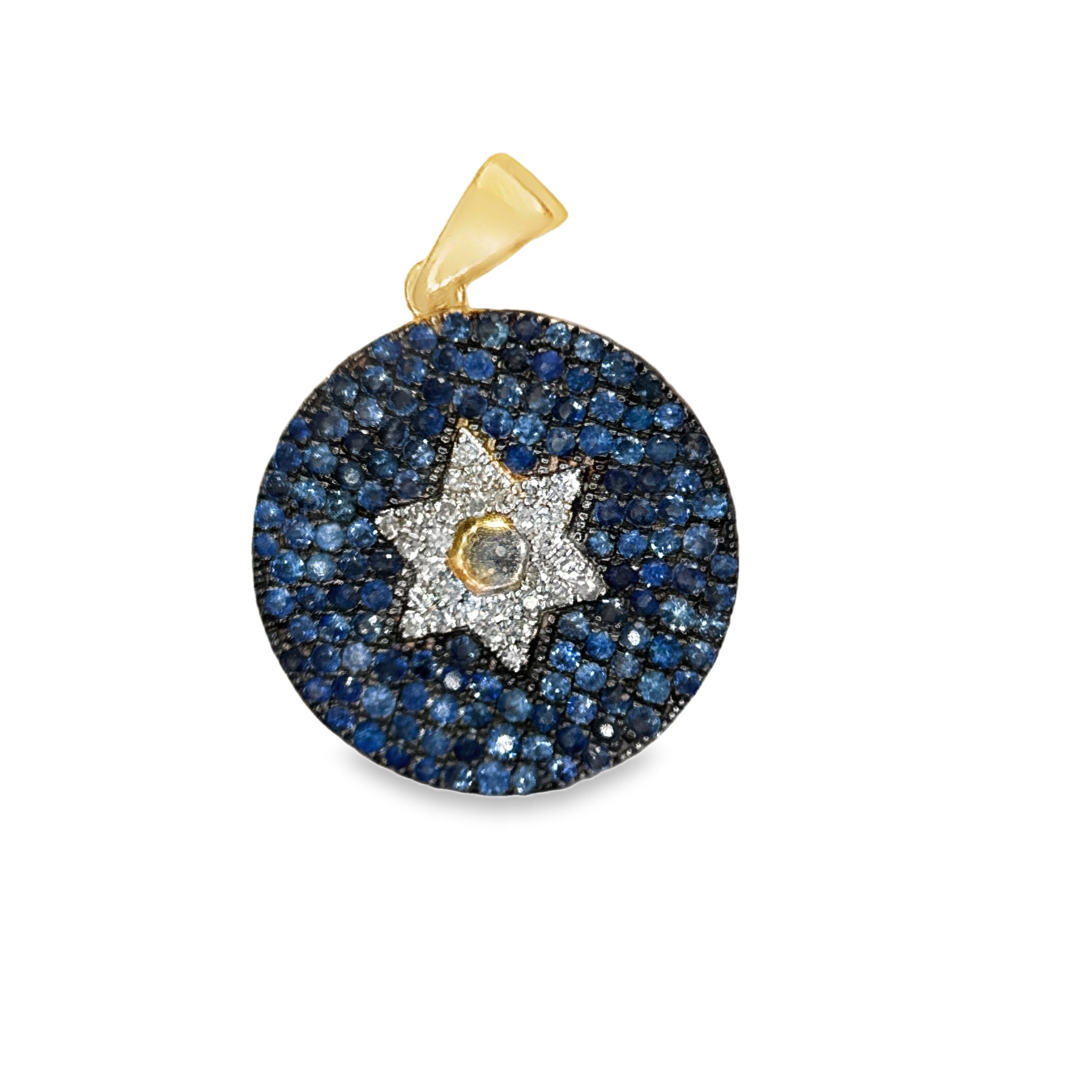 Star of David Circle Gem Charm