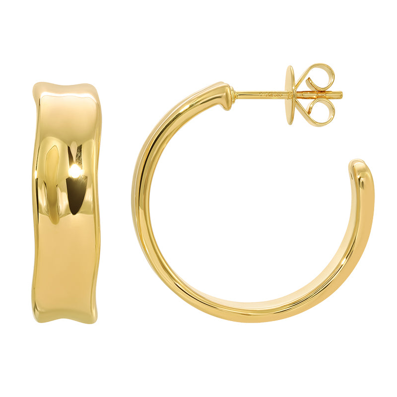 14k Yellow Wave Gold Earrings