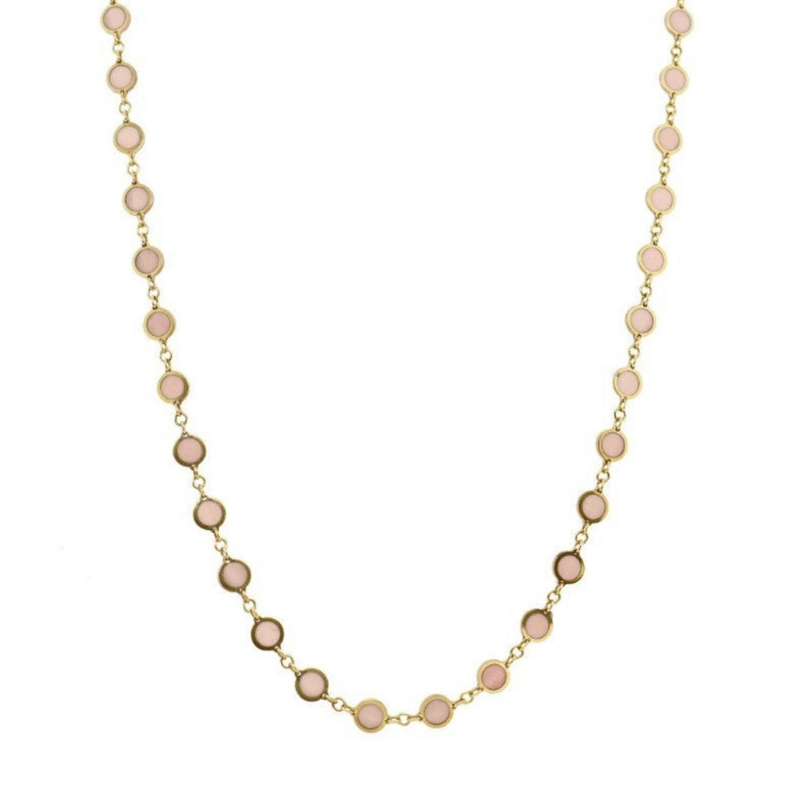 14k Yellow Gold Inlay Multi Disc Necklace