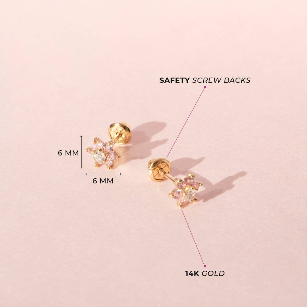 14k Gold Flower Baby / Toddler / Kids Earring