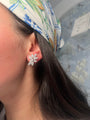 14k White Gold Pear Cluster Lab Diamond Earring