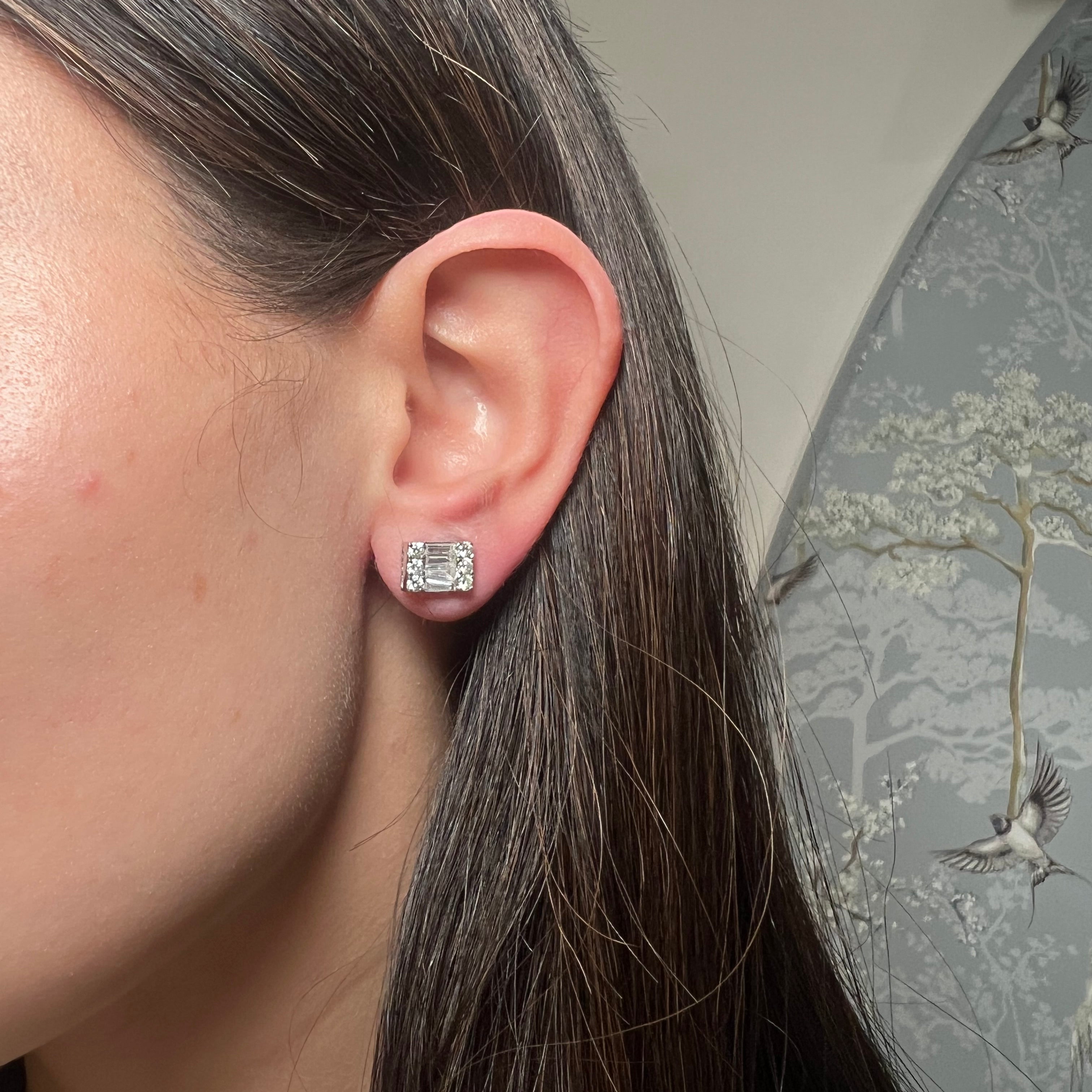 Diamond Baguette Rectangle Earrings