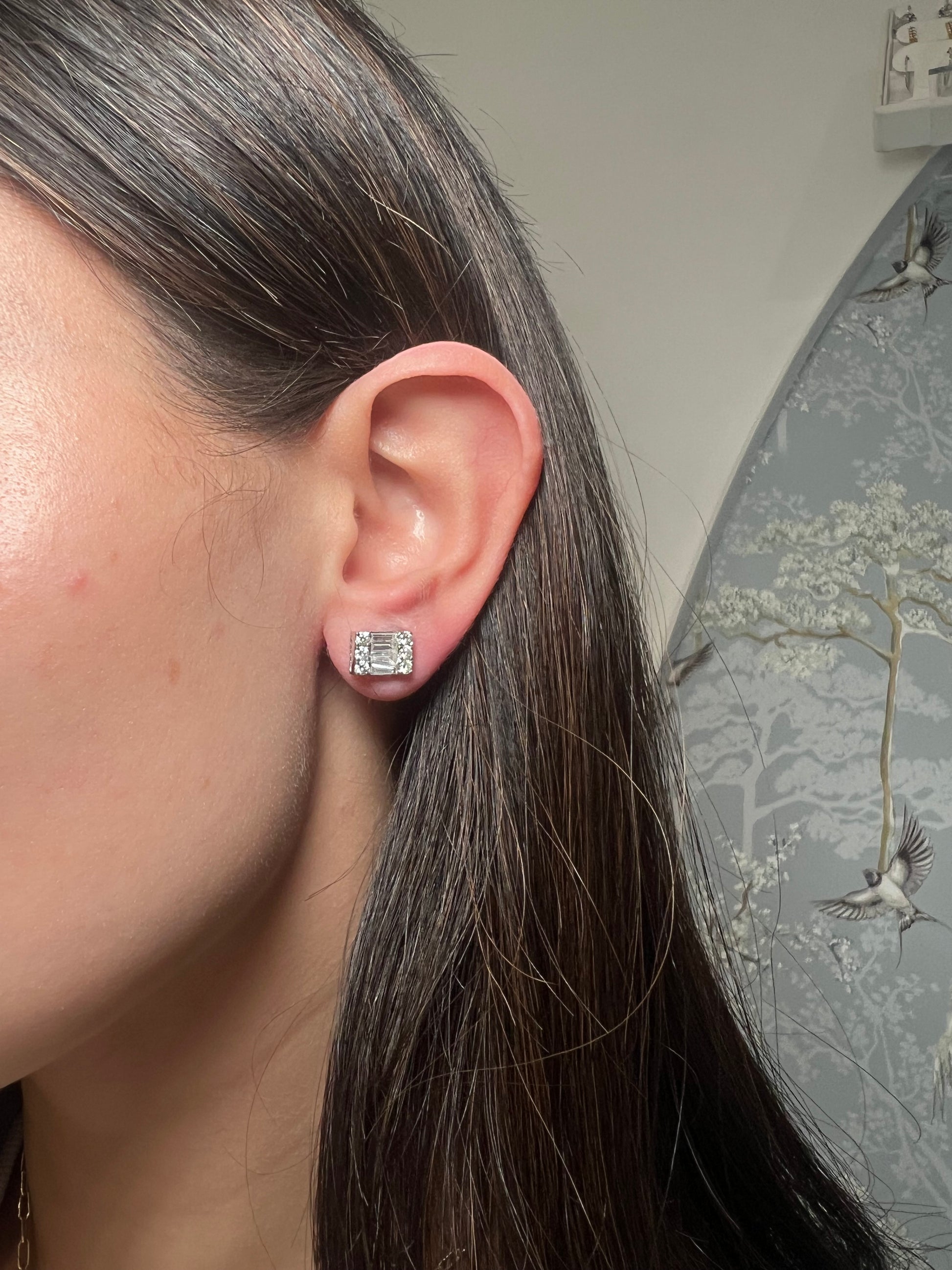 Diamond Baguette Rectangle Earrings