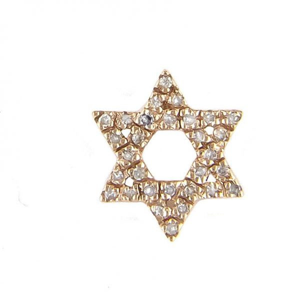 Rose Gold Jewish Star Single Prong Diamond Charm