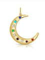 .42CT RAINBOW COLOR AND DIAMOND MOON PENDANT