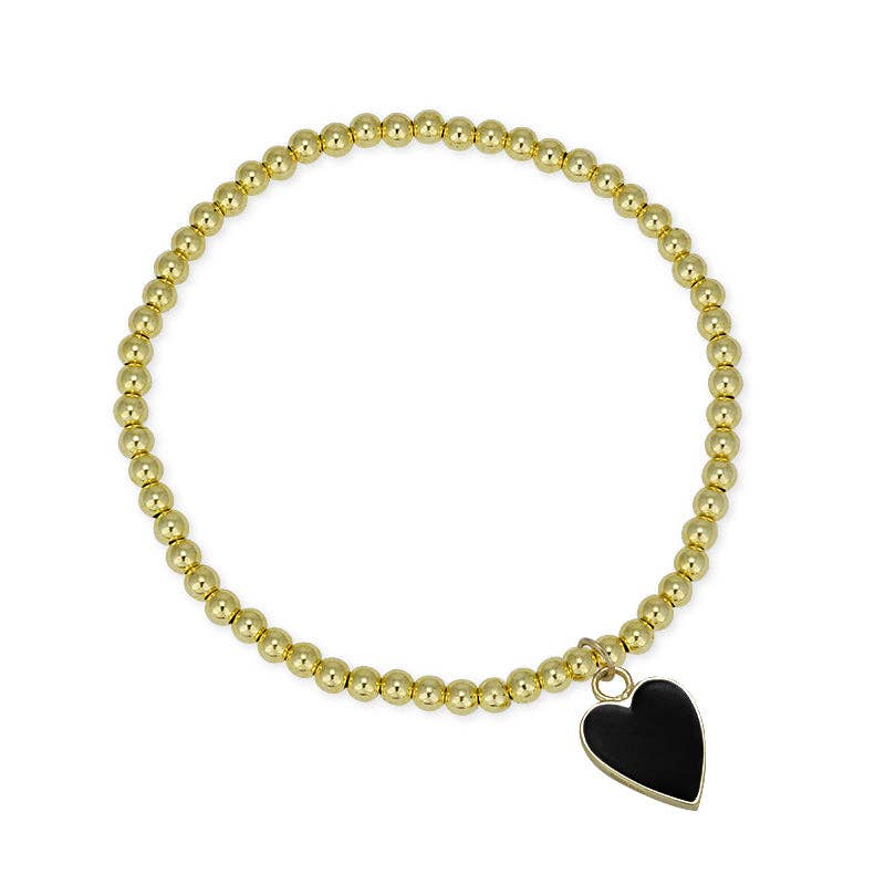 Enamel Heart Bracelet - Red, Black, Turquoise, White Finish