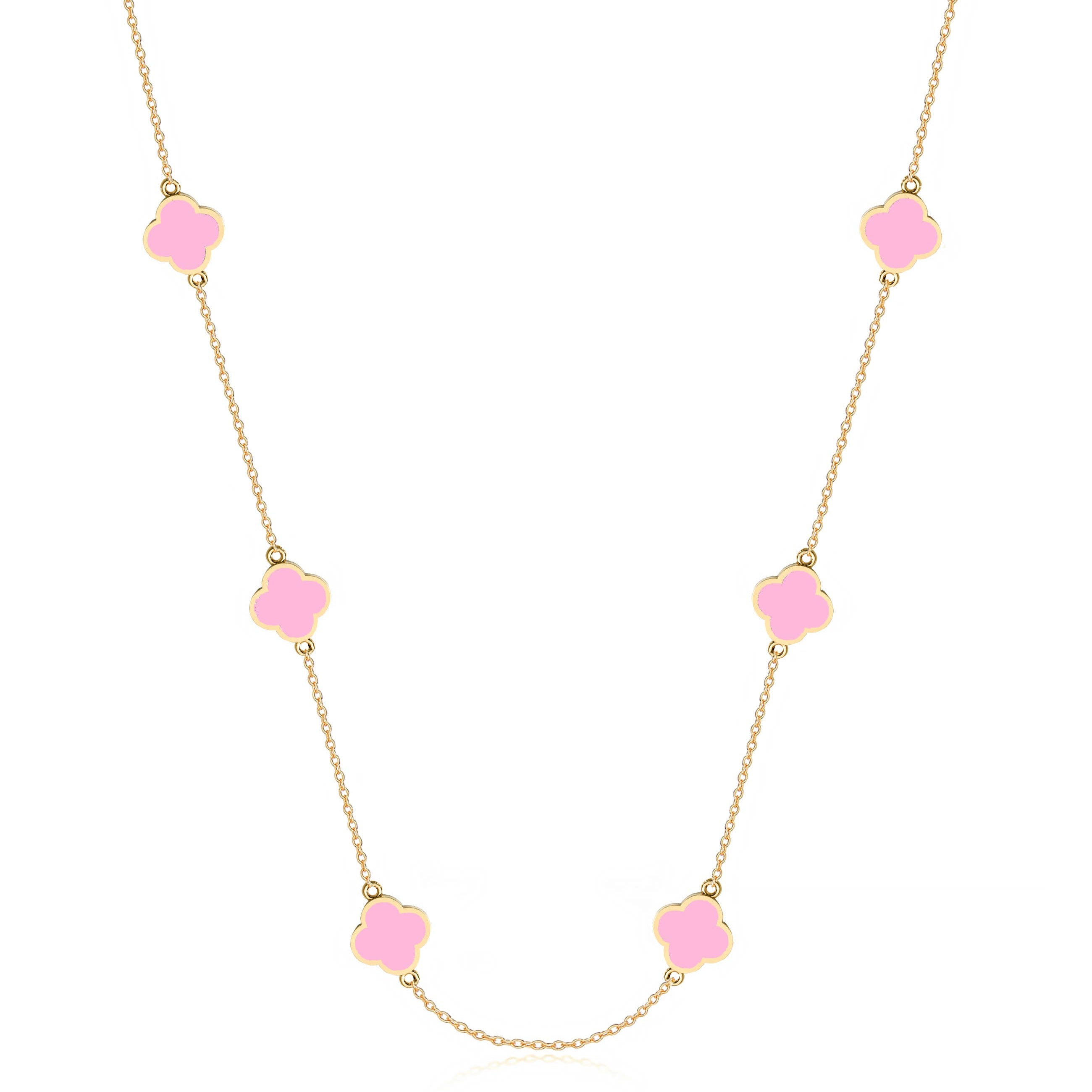 Inlay Clover Station Necklace