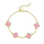 Four Leaf Clover Link Bracelet - Pink