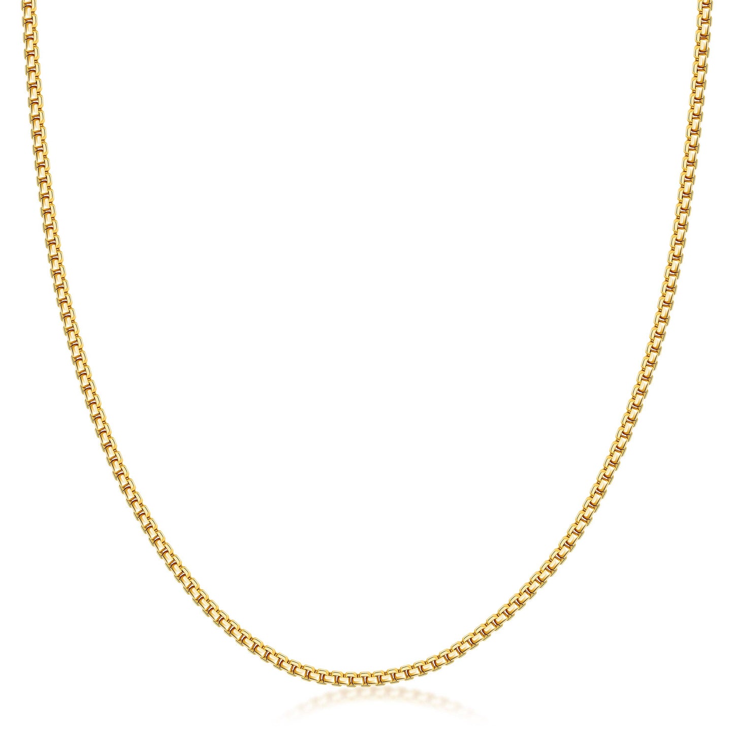 14k Gold Round Box Chain Necklace