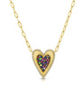.76CT RAINBOW COLOR AND DIAMOND HEART PENDANT NECKLACE