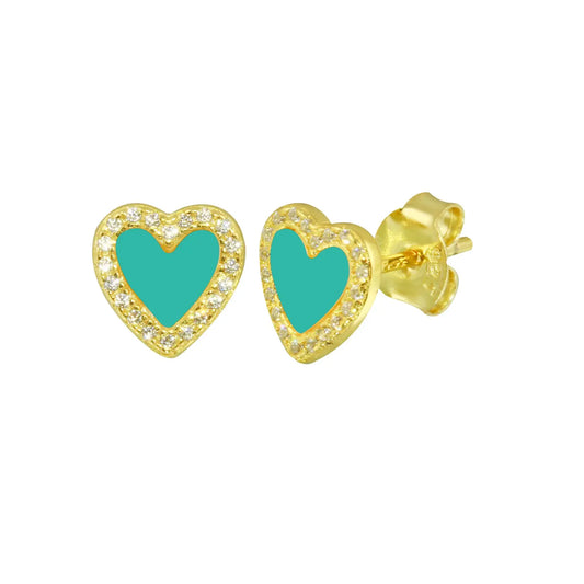 Turquoise Stone Heart Studs