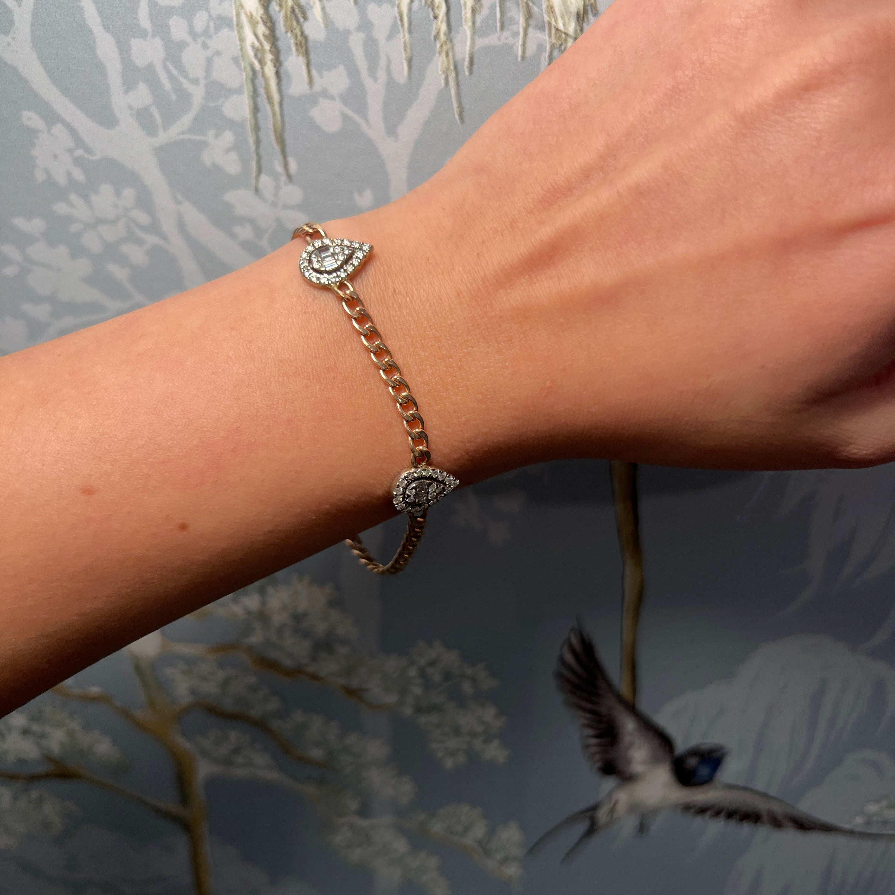14k Rose Gold 2 Pear Diamond Bracelet