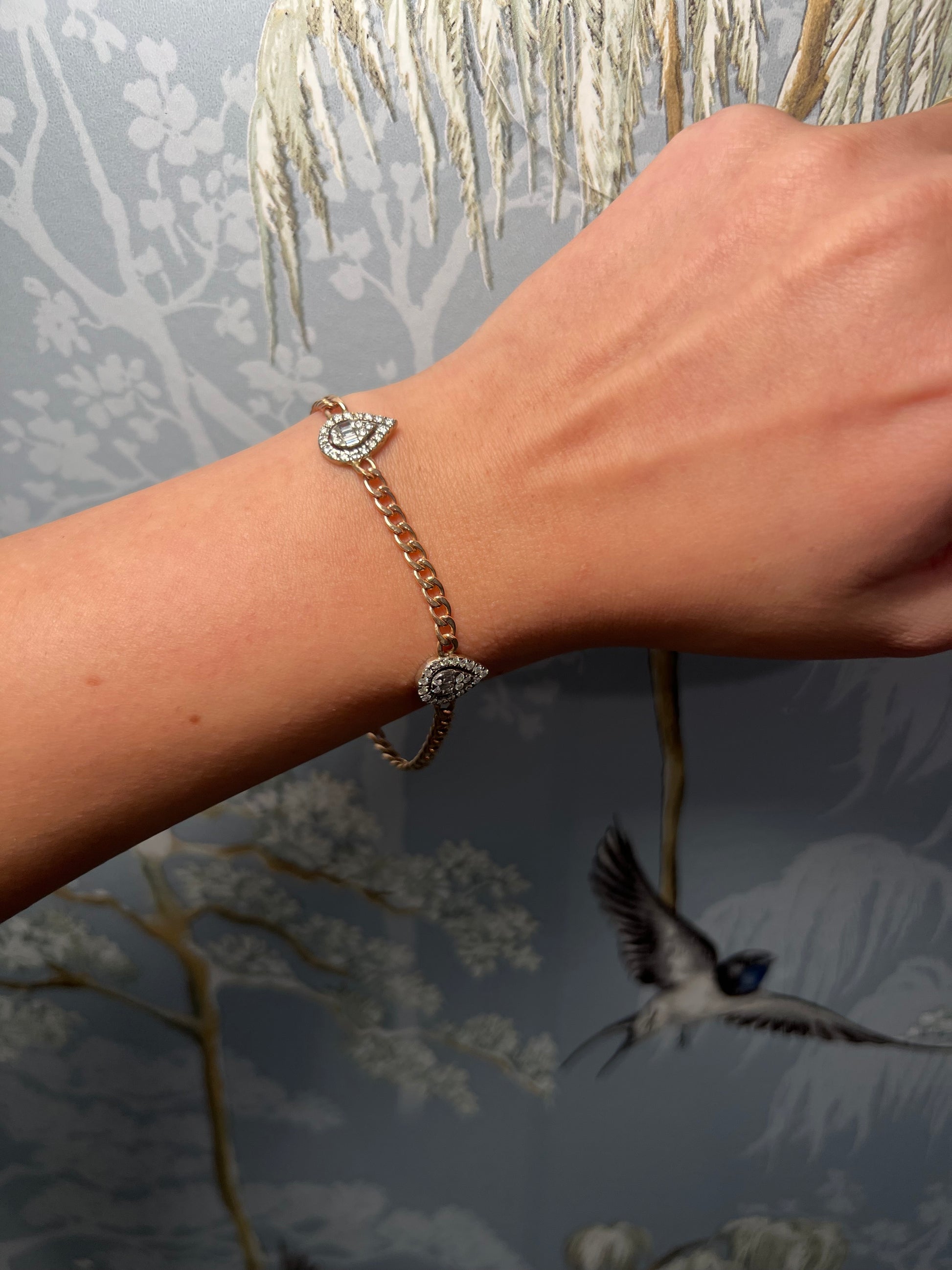 14k Rose Gold 2 Pear Diamond Bracelet