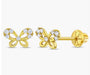 14k Jeweled Butterfly Girls Earrings